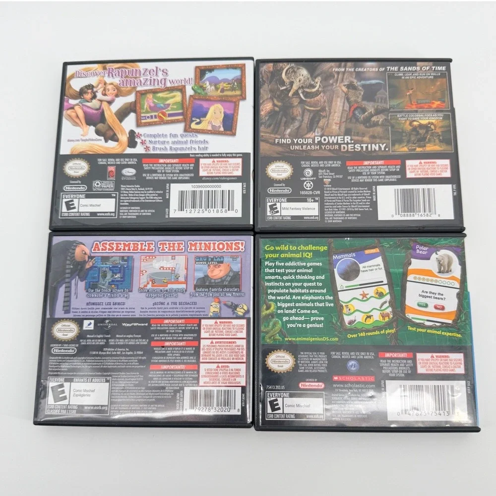 Bundle of 4 Nintendo DS Games Tangled Prince of Persia Animal Genius Minions